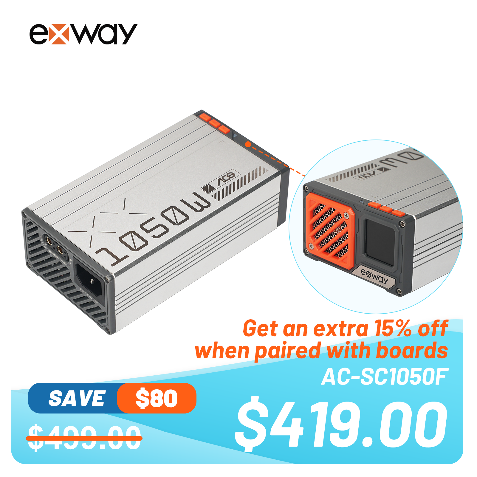 Exway 1050W Smart Super Charger 42~92.4V