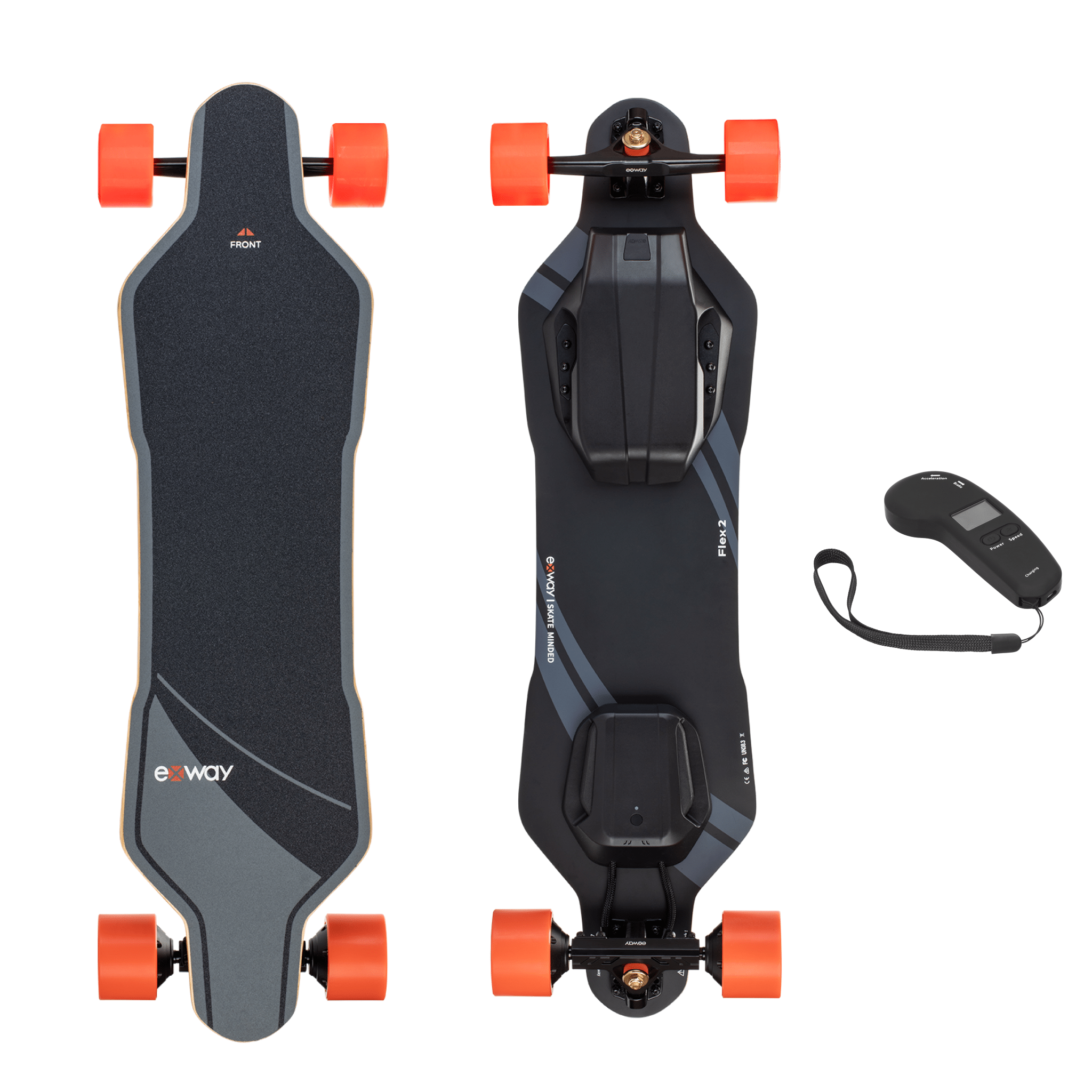 exway-flex-v2-electric-skateboard-full-front-view-on-white-background